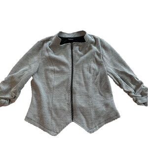 Torrid Moto Jacket Size 2X Black White Checker‎ 3/4 Ruched Sleeves Urban Chic